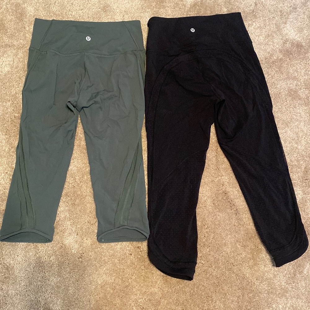 Bundle Lululemon Capri Leggings 6 Green & Black. - Picture 2 of 9